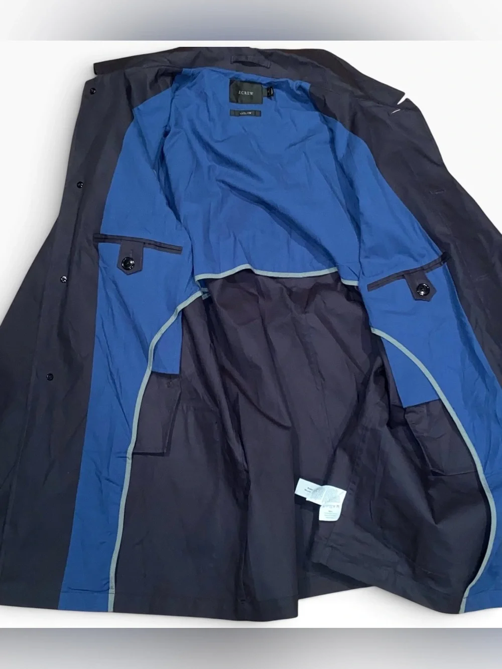 $248 J Crew Ludlow Mac Rain Jacket Mens Navy Blue Water Repellent Trench Coat M